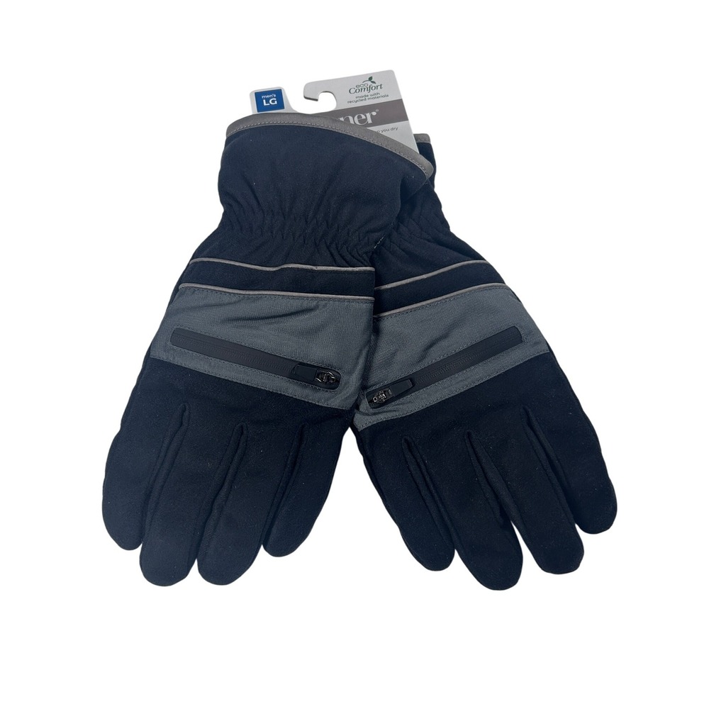 Isotoner Mens Gloves smartDri Black‎ LG Water Repellent Touchscreen Winter